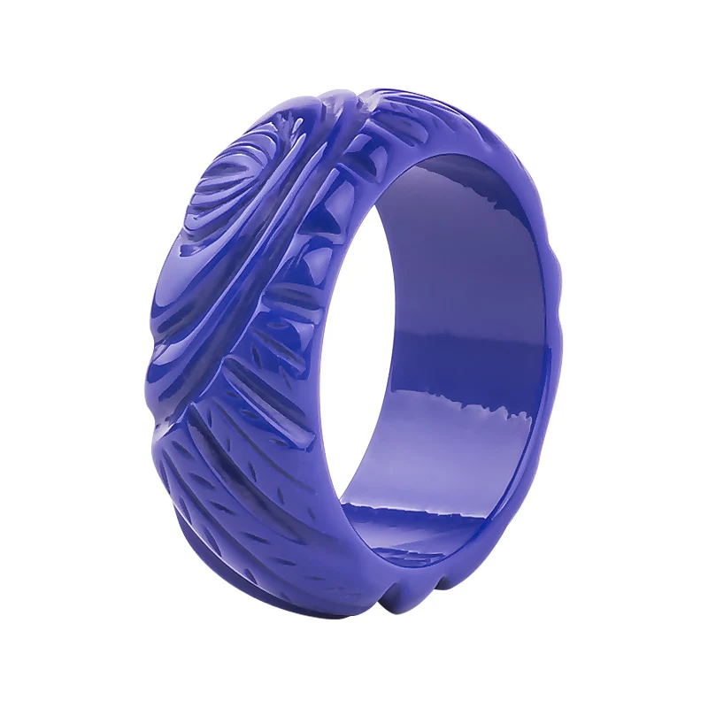 Классические Акриловые манжеты Выгравированные модные браслеты для женщин новые синие широкие смоляные браслеты винтажный простой браслет, украшения - Окраска металла: blue