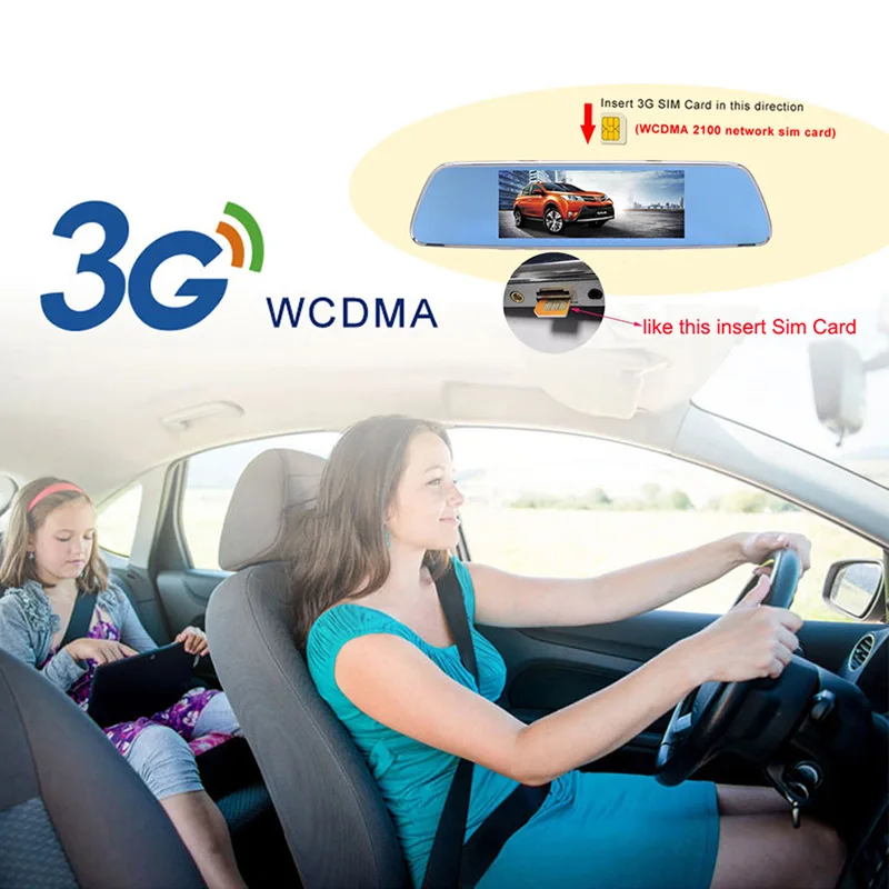 Видеорегистратор 3g Android gps 7.0in зеркало заднего вида камера ПЗУ 16 Гб ночного