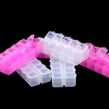 JHNBY Kunststoff Rechteck kleine 10 Grid Fach Lagerung Box Ohrring Schmuck Perlen Fall Behälter Display Organizer pillbox