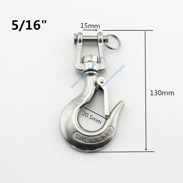 FFLSDR Silver 304 Stainless Steel American Type Trigger Clevis Swivel-Eye Lifting Snap Tone Hook 150KG Loading Capacity FFLSDR Silver 304 Stainless Steel American Type Trigger Clevis Swivel-Eye Lifting Snap Tone Hook 150KG Loading Capacity