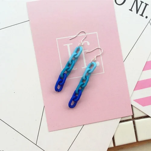 Doreen Box Link висячие серьги розовый синий градиент цвета радуги Акриловая кисточка Модные Преувеличенные ювелирные изделия для женщин подарок, 1 пара - Окраска металла: Blue