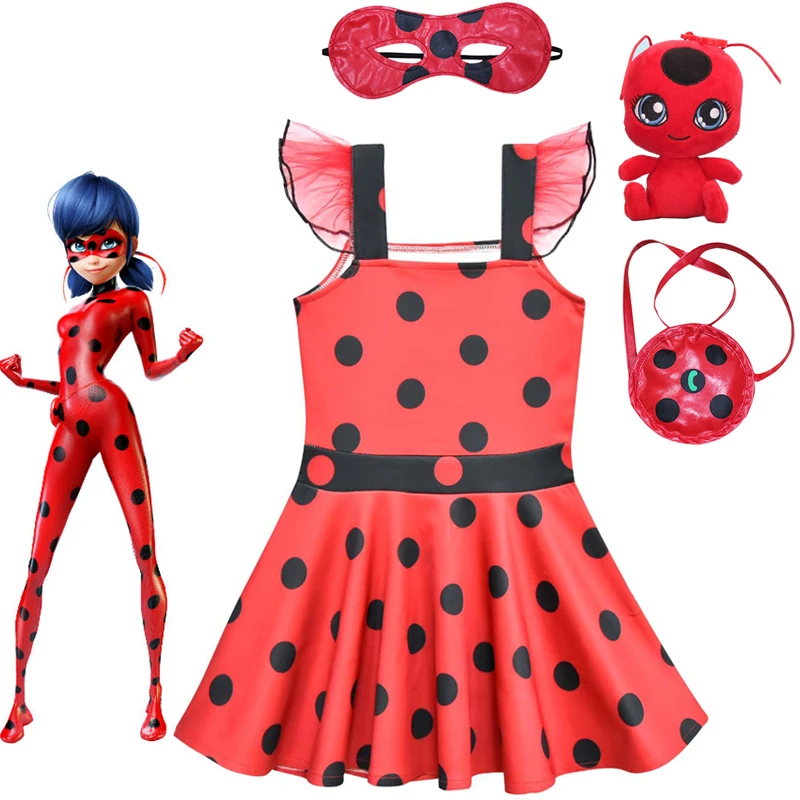 

Moana Ladybug Princess Girl Dress Summer Tutu Wedding Birthday Party Dresses For Girls Children Lady Bug toy Gifts Costume