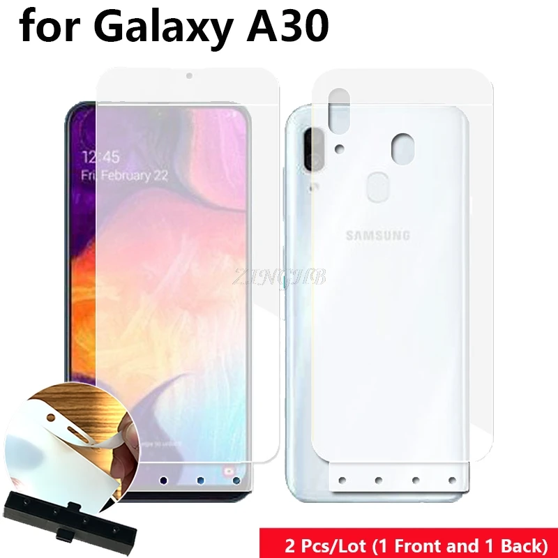 

2 Pcs/Lot Front & Back Fingerprint Sensor Auto Fixed Scratch Proof Hydrogel Screen Protector for Samsung Galaxy A30 6.4"