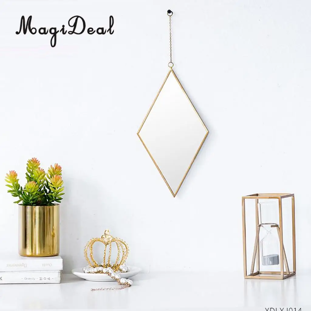 Girls Dressing Room Makeup Mirror Hollywood Style Dressing Table Wall Mirror, Diamond Shaped Glass Wall Decor Mirror	