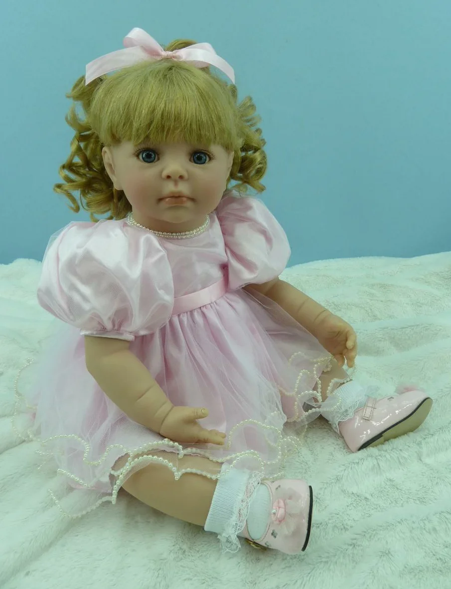 

Pursue 20"/50 cm Handmade Blond Curly Hair Soft Vinyl Baby Alive Silicone Reborn Toddler Princess Baby Girl Doll Toys Girls Gift