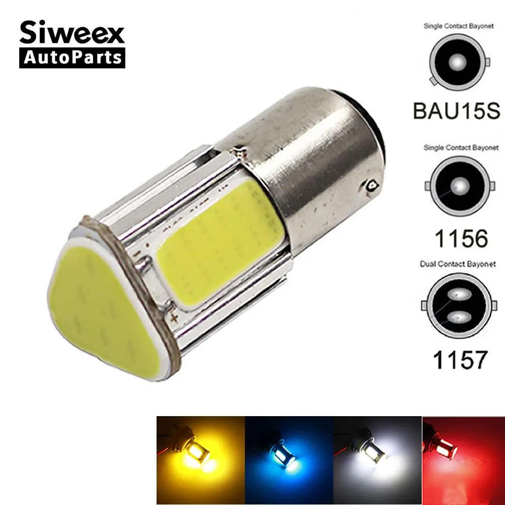 1156 светодиодный Ba15S P21W 1157 BAY15D Bau15s танкетке 4 Свет автомобиля Cob Белый тормоз