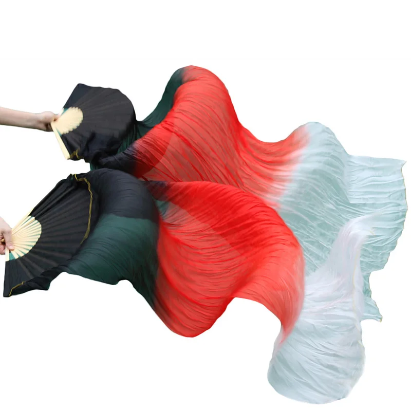 Stage Performance 100% Silk Belly Dance Fans Gradient Colour Dance Accessories Belly Dancing Silk Fans black + red + white Stage Performance 100% Silk Belly Dance Fans Gradient Colour Dance Accessories Belly Dancing Silk Fans black + red + white