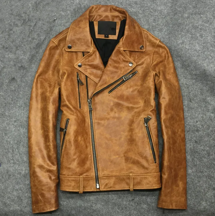 

Brand new Cow skin leather men ,man's genuine leather Jackets,fashion cow leather Jackets men's biker jacket
