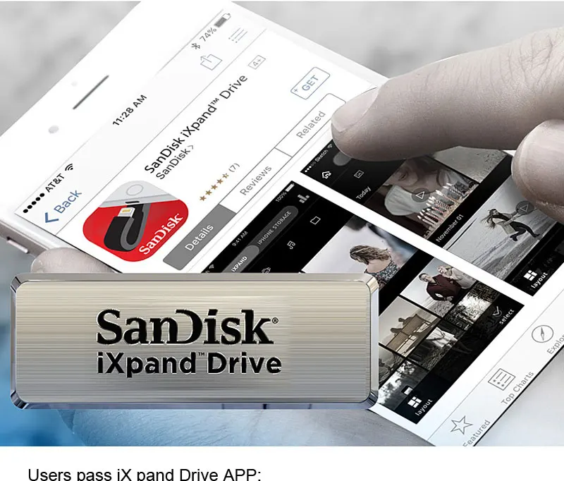 SanDisk OTG Lightning USB Flash Drive 128 GB 64 GB 32 GB флэш-накопитель USB 3,0 флешки и диск mfi-контроллеров для iPhone и iPad SDIX40N