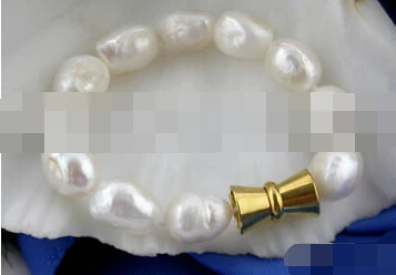 

free shipping 01143 WHITE BAROQUE FRESHWATER PEARL BRACELET BANGLE