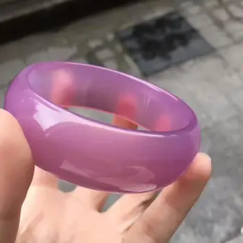 

Koraba Fine Jewelry With Certificate Pink Agate Chalcedony Manually Polish Bracelet Free Shipping Bangles For Women