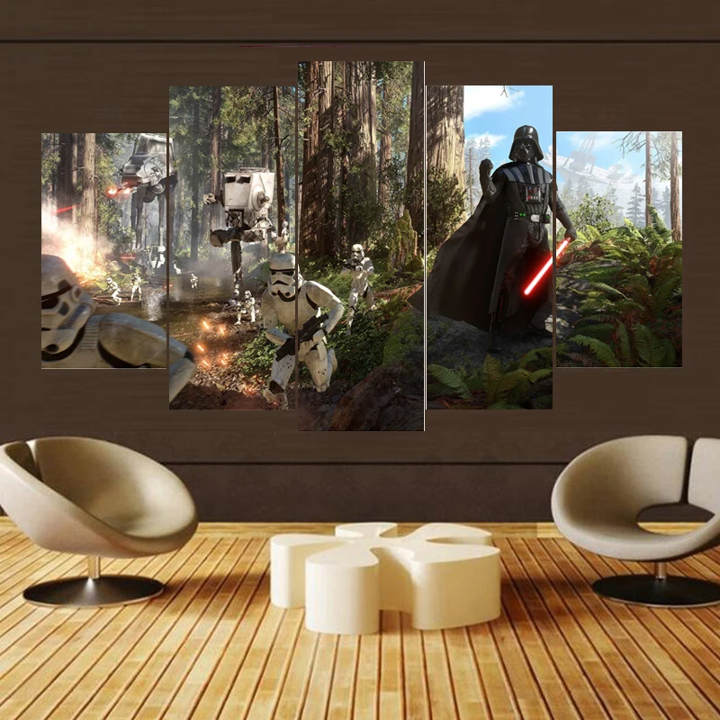 

Modern Printing Type Poster Canvas Painting 5 Panel Movie Star Wars HD Print Wall Art Picture Modular Vintage Home Decor Picture