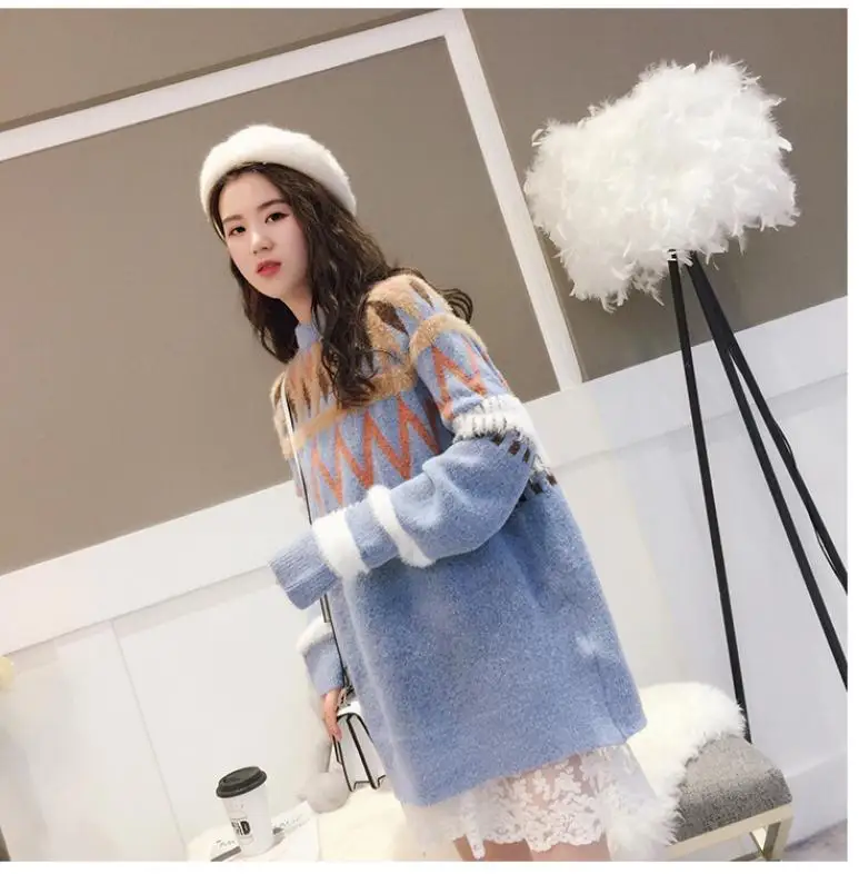 Sweet Winter Autumn Women Sweater Pullovers O-Neck Long Sleeve Loose Female Knitted Tops Jumper Elastic Soft Warm CQ2749