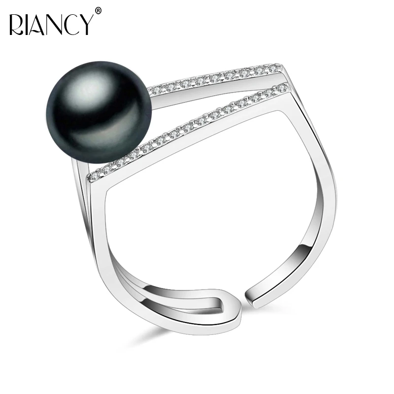 

Romantic Natural freshwater 925 sterling silver adjustable pearl Ring Jewelry 9-10mm Women Party/Engagement Ring Free Shipping
