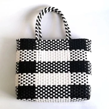 

New Beach Bags Women Woven Straw Handbags Summer Fashion Ladies Hand Bags Shoulder Bag Zipper Shopping Bag wholesale