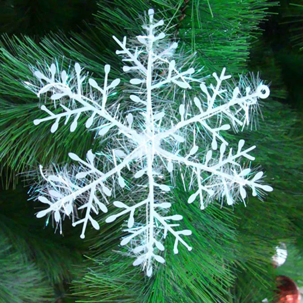 30Pcs/Kits Christmas Tree White Snowflake Charms Holiday Party Festival Ornaments Decor Bulk Snow Christmas Decorations For Home