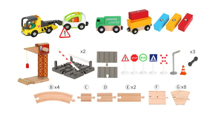 Деревянные игрушки для детей, модели автомобилей, деревянный автомобиль, головоломка, строительный слот, рельсовый путь, железнодорожный транспорт, железная дорога с деревянным поездом Томан, трек