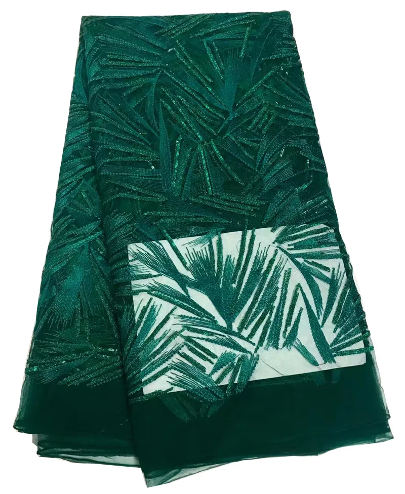 

Тюлевая кружевная ткань изумрудно-зеленого цвета, с вышивкой, для праздничного платья, 5 ярдов/шт, FJY79