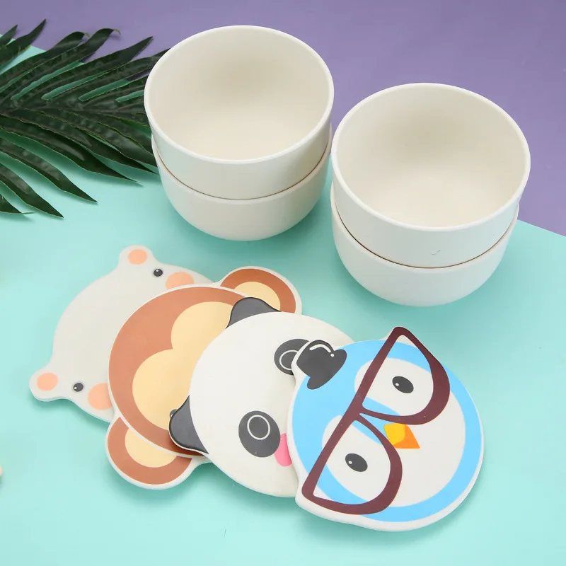 Children's bowl bamboo fiber tableware cartoon animal bowl kindergarten kids training bowl Children's bowl bamboo fiber tableware cartoon animal bowl kindergarten kids training bowl