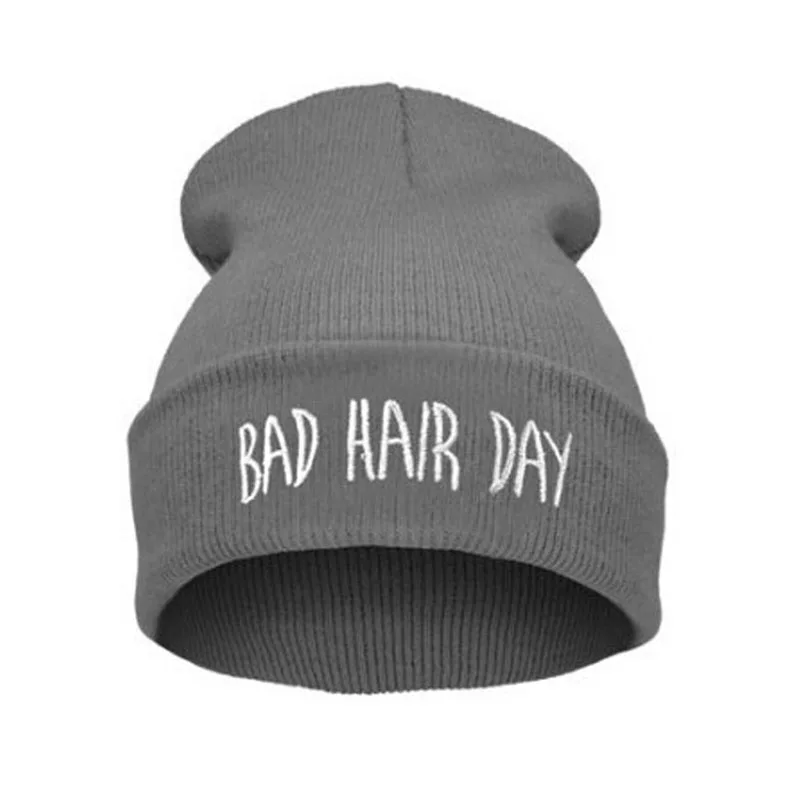 Модные спортивные теплые зимние шапки с надписью «Bad Hair Day», шапки бини для женщин и мужчин, вязаные шапки в стиле хип-хоп, шапки унисекс