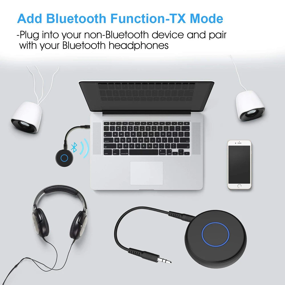JINSERTA Bluetooth Transmitter 3 5mm Jack Bluetooth 5 0 Adapter for TV Computer Notebook Launch Audio to Headphones Speakers