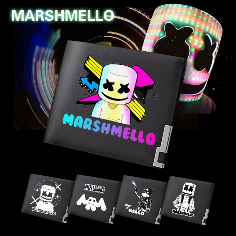 

DJ Marshmello ID Card Short Long Wallet Purse Bag PU Leather Printing Wallet Money Bag Card Holder Long Purse Gift