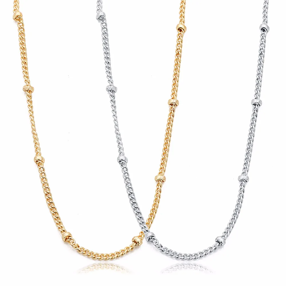 LOULEUR 5 Meter Thickness 1.2mm Copper Twisted Chains with Diameter 2mm Beads Rhoduium KC Gold Color Diy Jewelry Making Findings