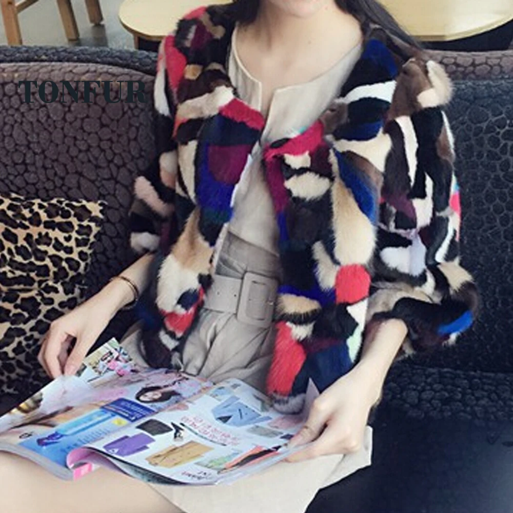 

2019 New Arrival Real Mink Fur Coat Warm Luxury Patchwork Multi Colors Genuine Mink Fur Jacket Fashion Overcoat Hot Sale DFP974