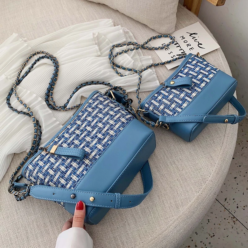 

2019 Single Chains Women Shoulder Crossbody Bag All-match Temperament Weave Package Ins Chic Chain Messenger Bag Female Handbag