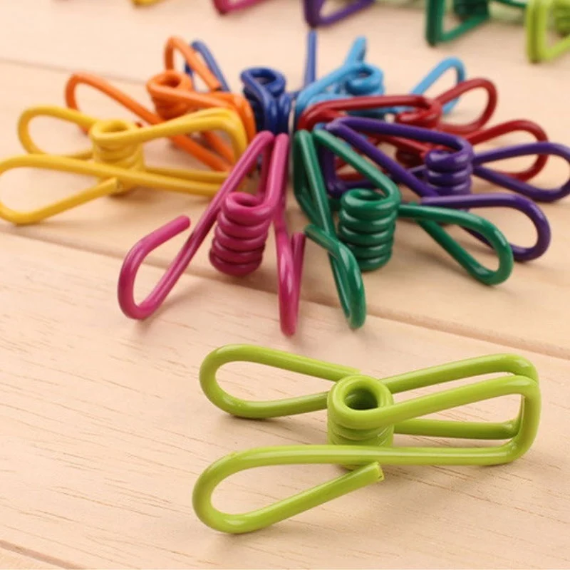 

10 PCS Multi-Purpose Colorful Metal Clips Holders Chip Bag Document PVC Coated Clips