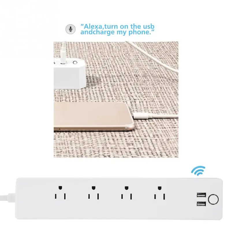 

Intelligent Electrical Socket Strip 4 Outlets 2 USB Port Smart Power Sockets Plug WiFi Wireless Phone APP Remote Control US Plug