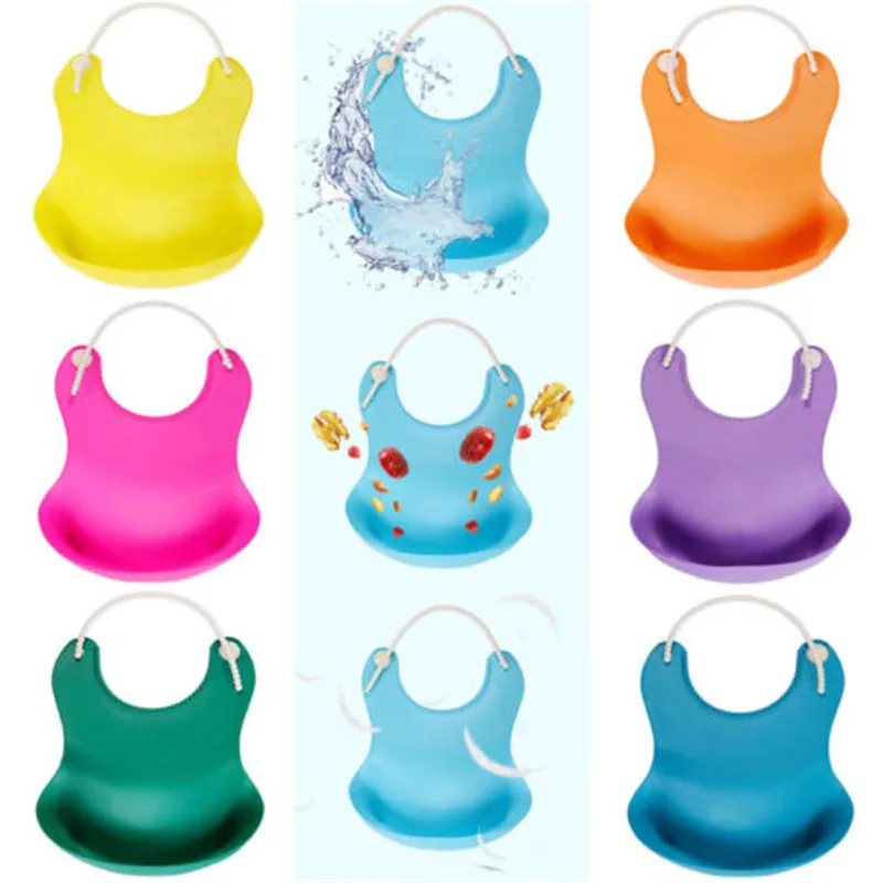 

2018 Fashion Baby Saliva Towel Newborn Solid Color Waterproof Aprons Babys Bibs New Design Baby Bibs Waterproof Silicone Feeding