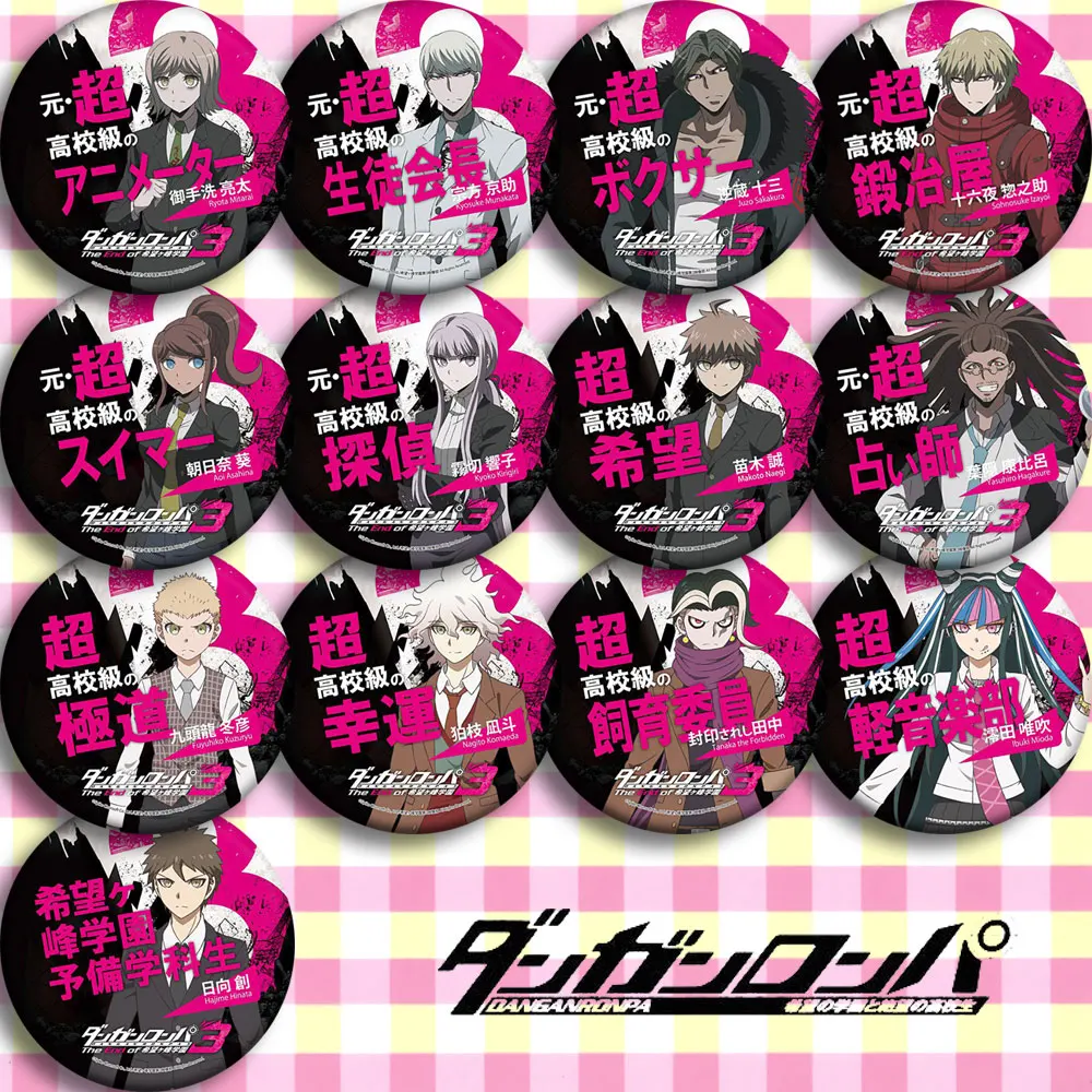 22pcs Anime Dangan Ronpa Character 58mm Badges Monokuma Brooch Pins Collections