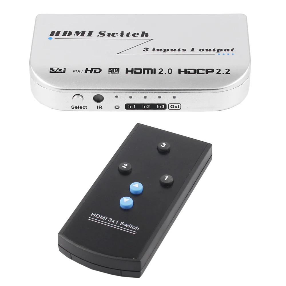 Hdmi коммутатор 3X1 4 K X 2 k @ 60 Гц 3 в 1 выход 3 порта Hdmi Двойной режим Switcher 3D с ИК беспроводной пульт дистанционного управления