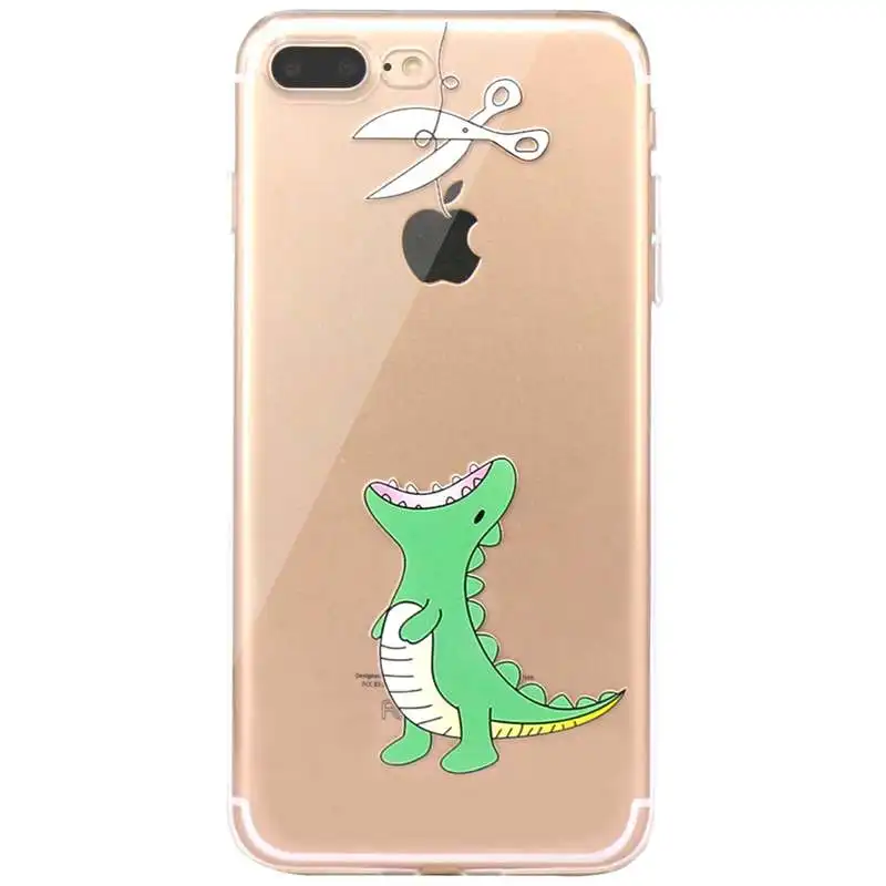 Для Capinha iphone 7 Чехол Милые Животные Динозавр Мягкий силиконовый чехол для iPhone 7 6 6S 8 Plus 5S 5 Se X прозрачный чехол - Цвет: Армейский зеленый