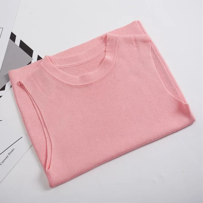 

T Shirt Women 2018 Summer Tank Tops Solid High Quality Knitted Elastic Base Sleeveless Vest Helter Tee Shirt Femme