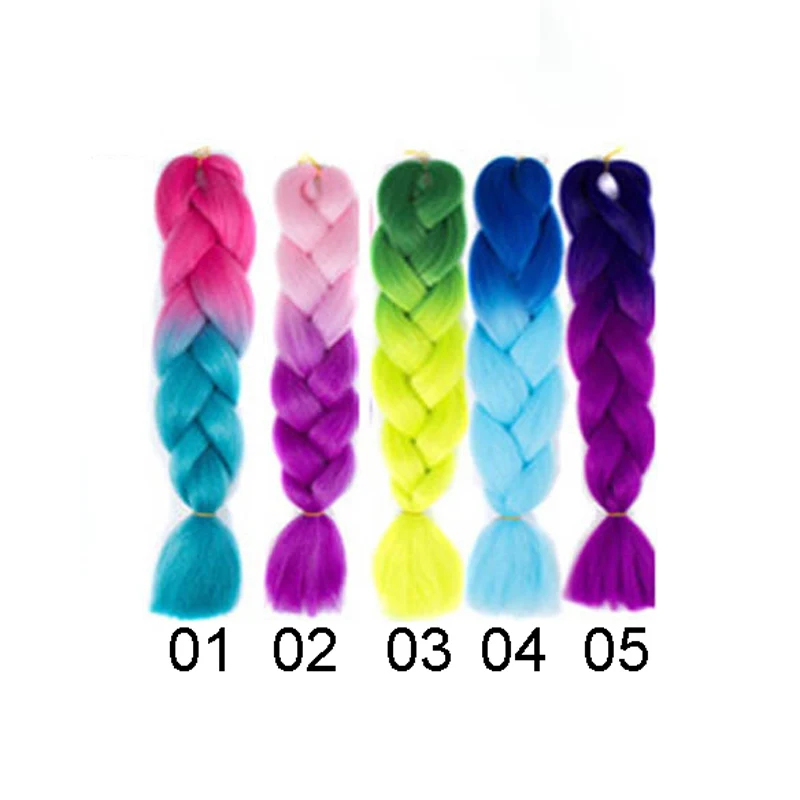 18 дюймов волосы вязанные пряди Омбре Kanekalon плетение волос г 100 г Ombre цвет Jumbo косы синтетические волосы для косы