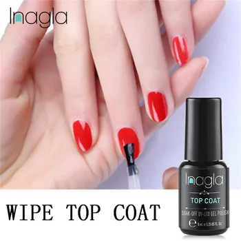 

Inagla 8ml Soak Off Wiping Top Coat UV Gel Nail Polish Long Lasting No Sticky Layer Non-cleansing Topcoat Shinny Effect