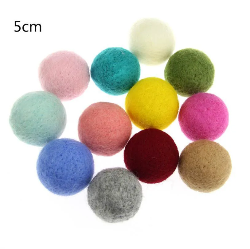 

3pcs 50mm Colorful Round Wool Felt Balls For Diy Party Supplies Wedding Decoration Wool Felt Ball Accessories Christmas Crafts