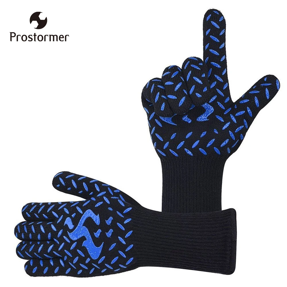 Prostormer Одиночная высокотемпературная перчатка синяя силиконовая Нескользящая горячая стальная стеклянная фарфоровая решетка