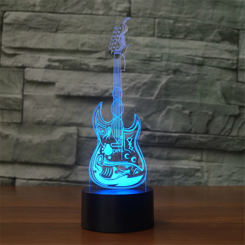 

3D light electric guitar effect bass Model Illusion 3d Lamp LED 7 Color USB touch sensor desk light NightLight music lover Gifts