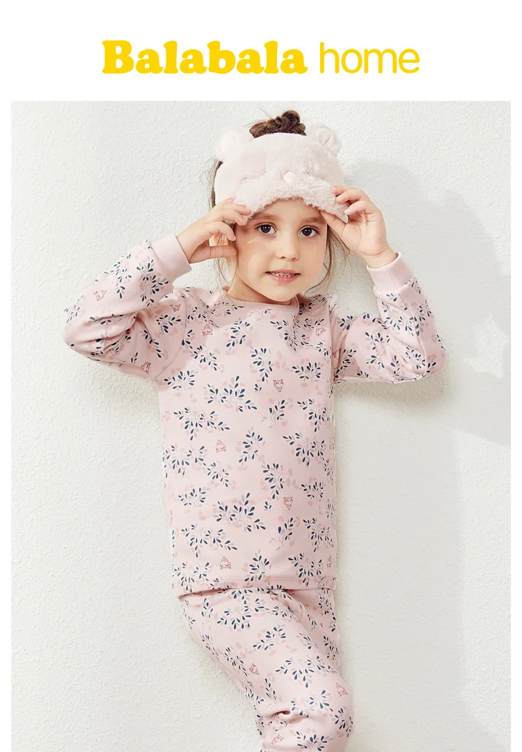 Balabala/комплект из 2 предметов для маленьких девочек, удобная Хлопковая пижама с принтом, рубашка с длинными рукавами+ штаны без застежки, детский пижамный комплект для девочек