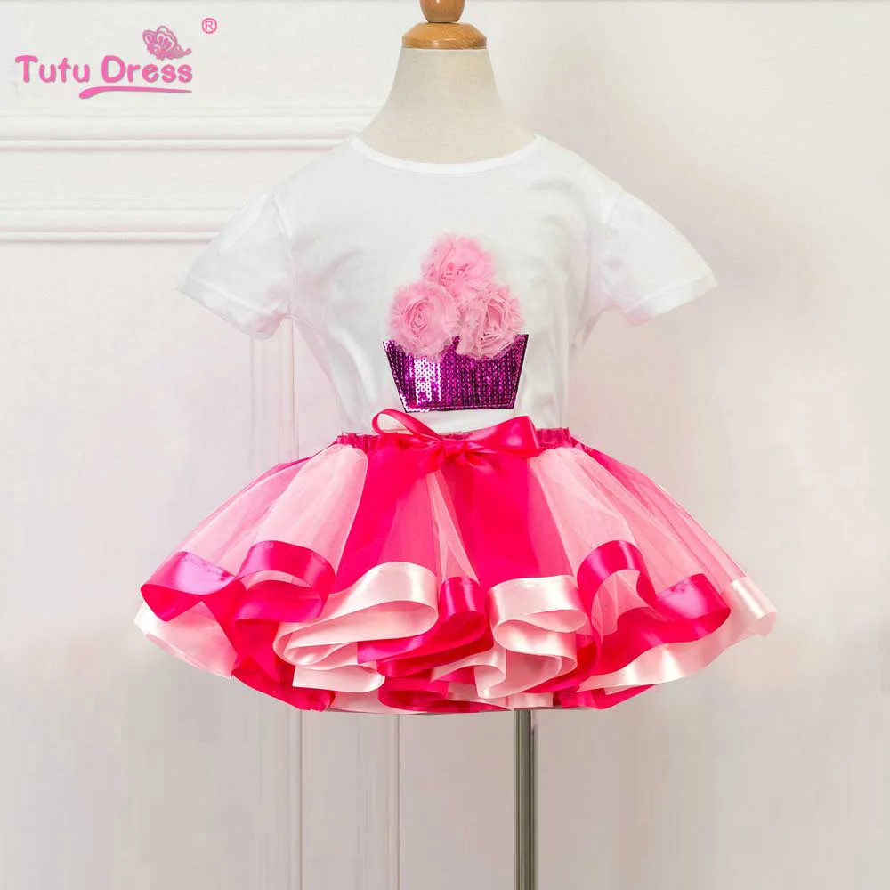 

Baby Girls Clothing 2 Pieces Set T-shirts+Tutu Skirts With Bow for Girls 2018 New Spring Summer Sweet Set for Party