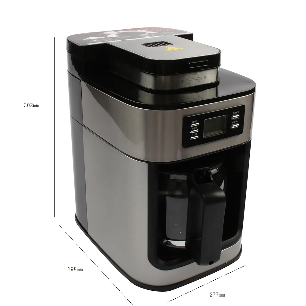 DMWD 1.2L кофемашина автоматическая Электрический Кофе машина американская Кофе автоматического приготовления Кофе мясорубку с горшок для офиса вечерние цифровой Дисплей 220 В кофемолка электрическая