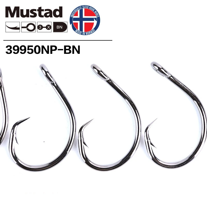 Mustad Norway происхождения рыболовный крючок из высокоуглеродистой стали большой размер Круг рыболовные крючки, 4/0, 6/0, 8/0/10/0,12/0, 39950NP-BN