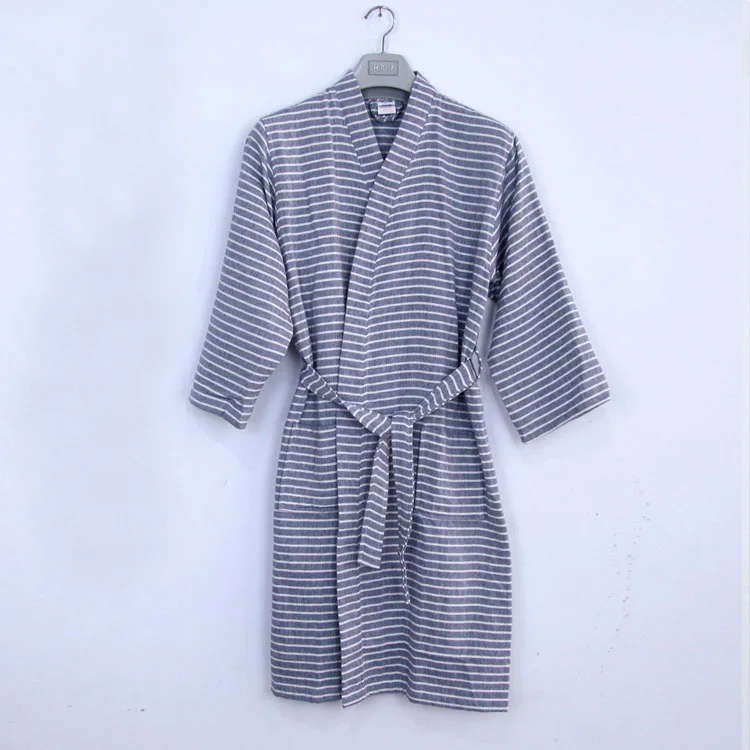 Лето Осень новинка Хлопок халаты двухслойные марлевые кимоно в клетку ночная рубашка свободный большой размер Домашний банный халат халаты