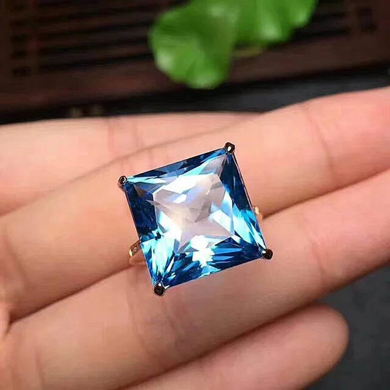 

Mossovy Geometric Blue Zircon Engagement Rings for Women Fashion Popular Rhinestone Wedding Rings Female Jewelry Anillos Mujer
