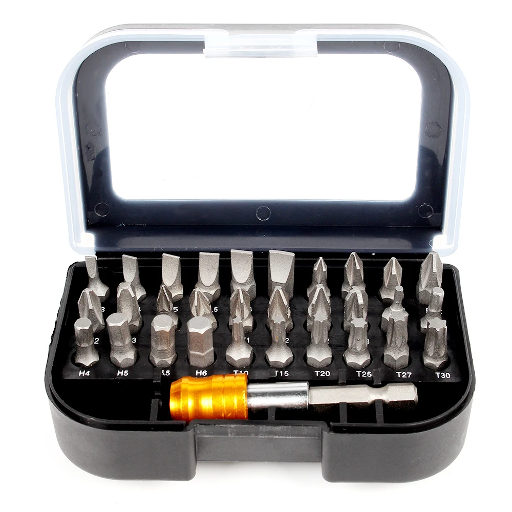 

31pcs Chrome Vanadium Steel Screwdriver Head Power Bit Set PH PZ SL Hex Torx Screwdriver Kits Shank Bits Adapter