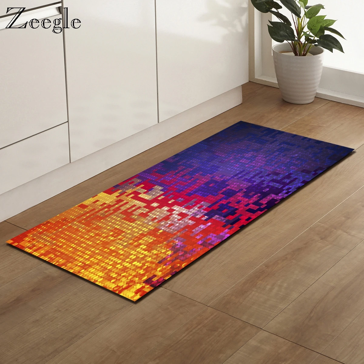 

Zeegle Kitchen Mat Anti-slip Modern Area Rugs Living Room Balcony Bathroom Printed Carpet Doormat Hallway Geometric Bath Mat