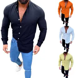 2019 осень новый мужское хлопковое белье рубашка Классический отложной воротник Тонкий мужские рубашки с длинным рукавом Повседневная Slim Fit